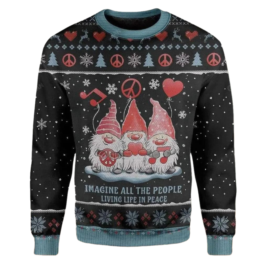 Imagine All The People Living Life In Peace Ugly Christmas Sweater For Men & Women Christmas Gift Sweater US2752 - WeCustomit