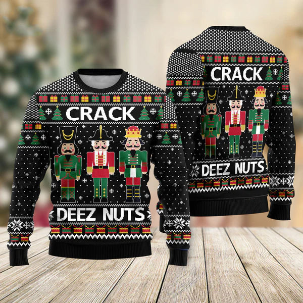 Crack Deez Nuts Nutcracker Ugly Christmas Sweater For Men & Women Christmas Gift Sweater US2209 - WeCustomit