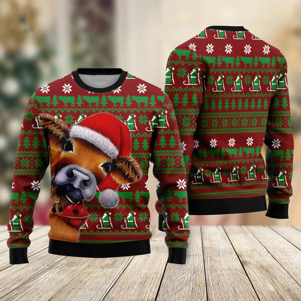 Cow Xmas Ugly Christmas Sweater For Men & Women Christmas Gift Sweater US1771 - WeCustomit