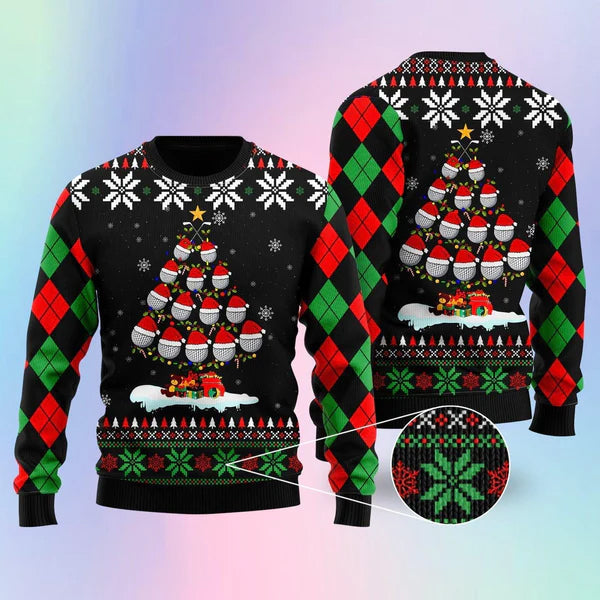 Golf Christmas Tree Snow Ugly Christmas Sweater For Men & Women Christmas Gift Sweater US1381 - WeCustomit