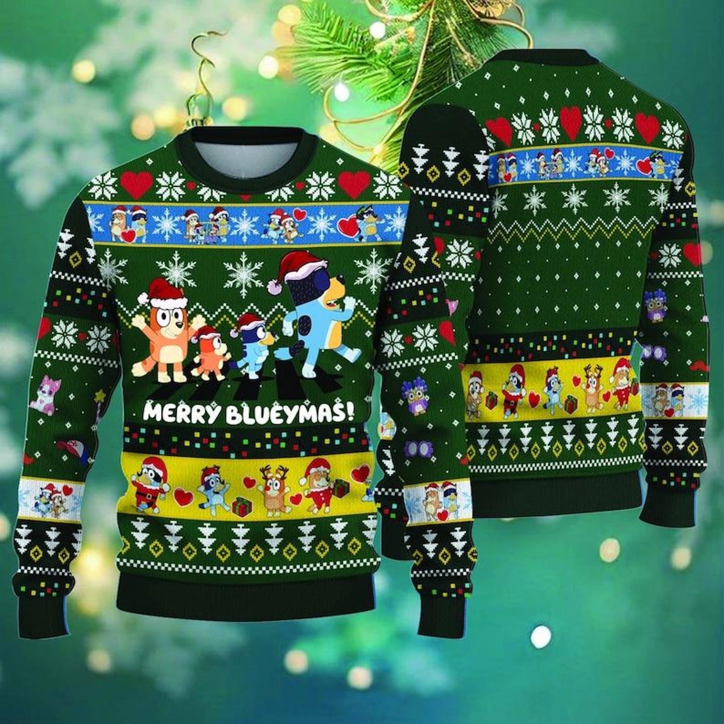 Ugly Christmas Sweater, Blu.e.y Ugly Christmas Sweater, Blue Family Christmas Tree, Christmas Sweatshirt, Family Shirt - WeCustomit