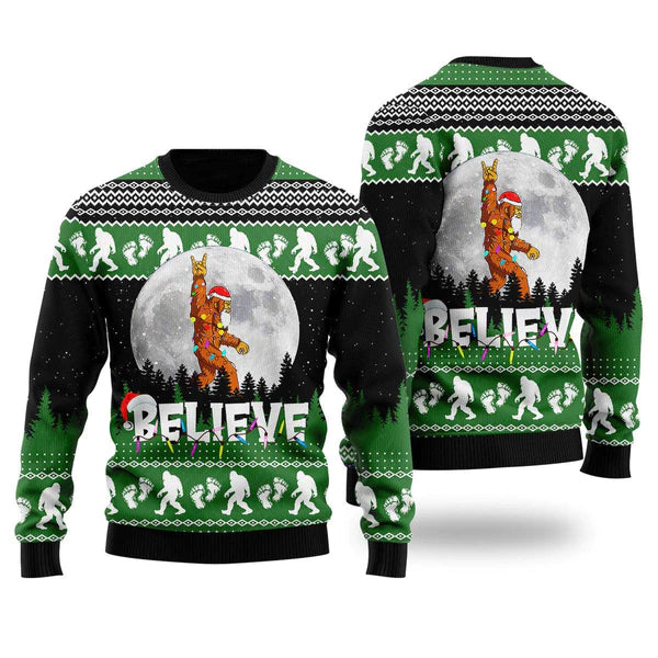 Bigfoot Believe Ugly Christmas Sweater For Men & Women Christmas Gift Sweater US1842 - WeCustomit