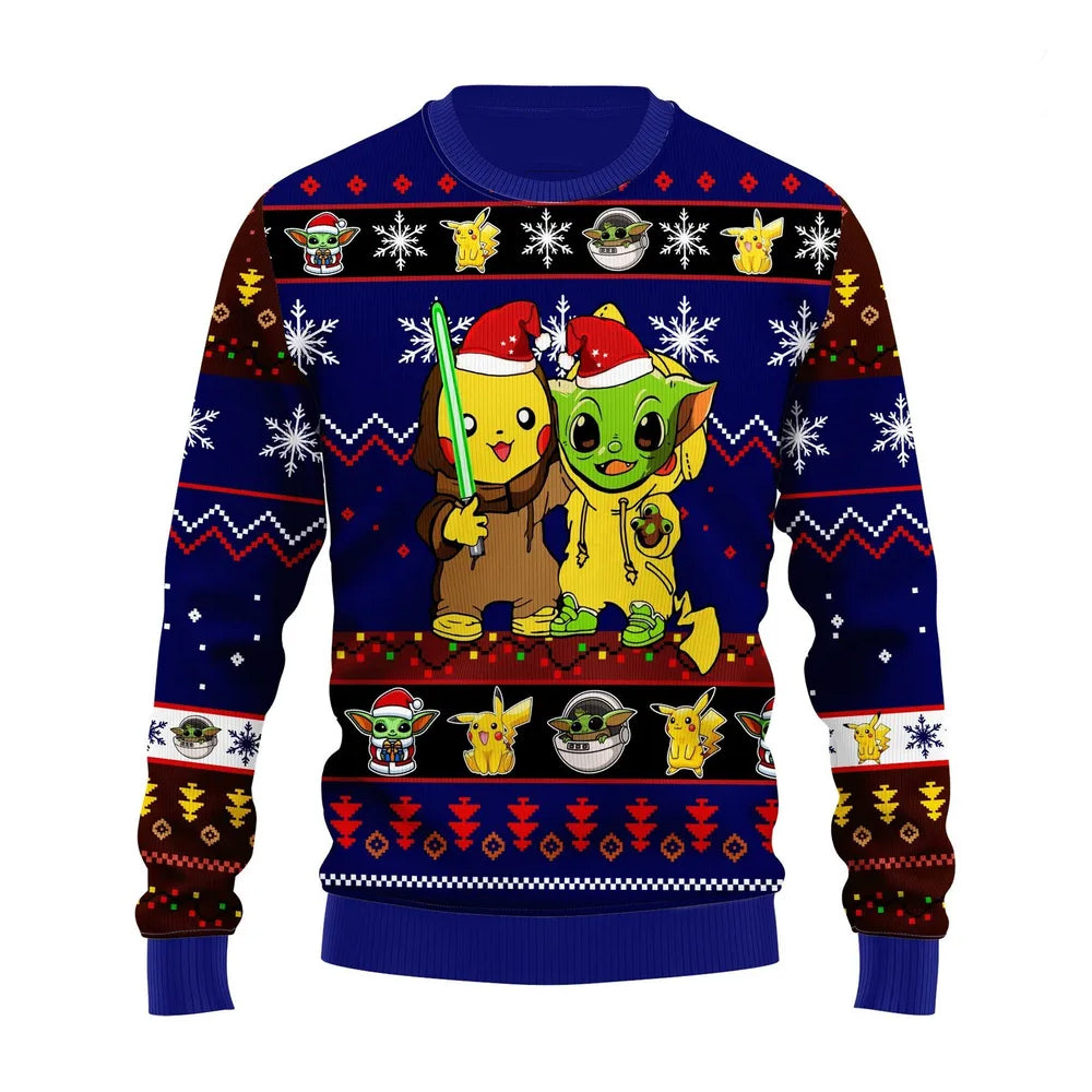 Pika And Yoda PKM Ugly Christmas Sweater For Men & Women Christmas Gift Sweater BH1026 - WeCustomit