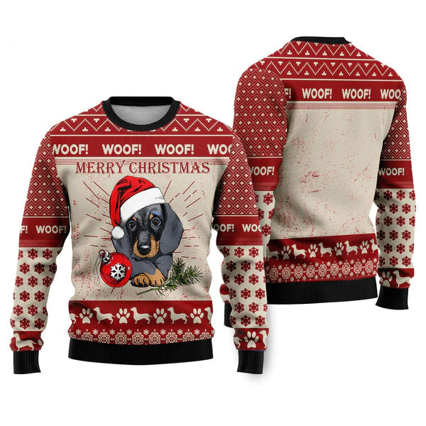 Christmas Dachshund Dog Ugly Christmas Sweater For Men & Women Christmas Gift Sweater US1350 - WeCustomit