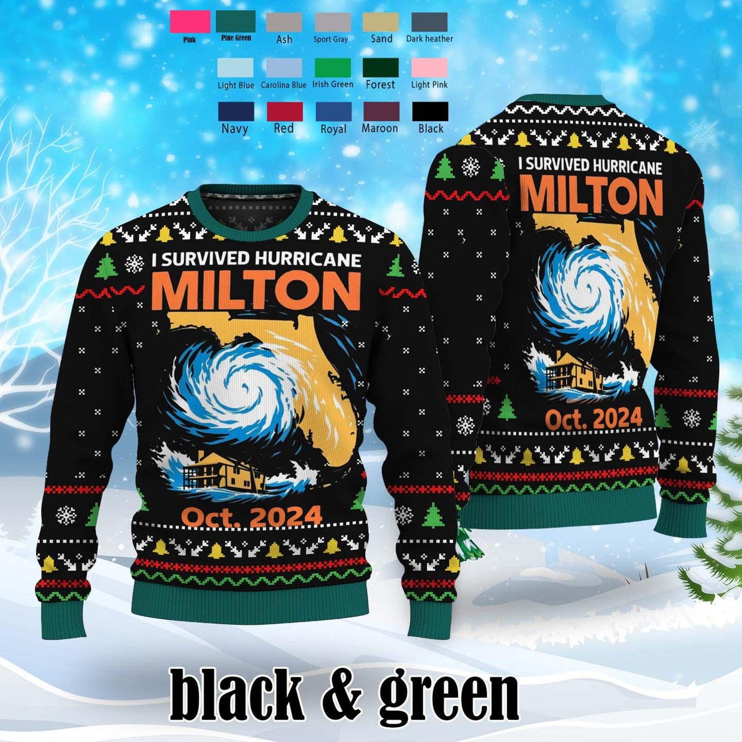 Hurricane Milton Sweater, I Survived Hurricane Milton 2024 Ugly Sweater, Pray for Florida Sweater Christmas, Ugly Sweater Christmas - WeCustomit