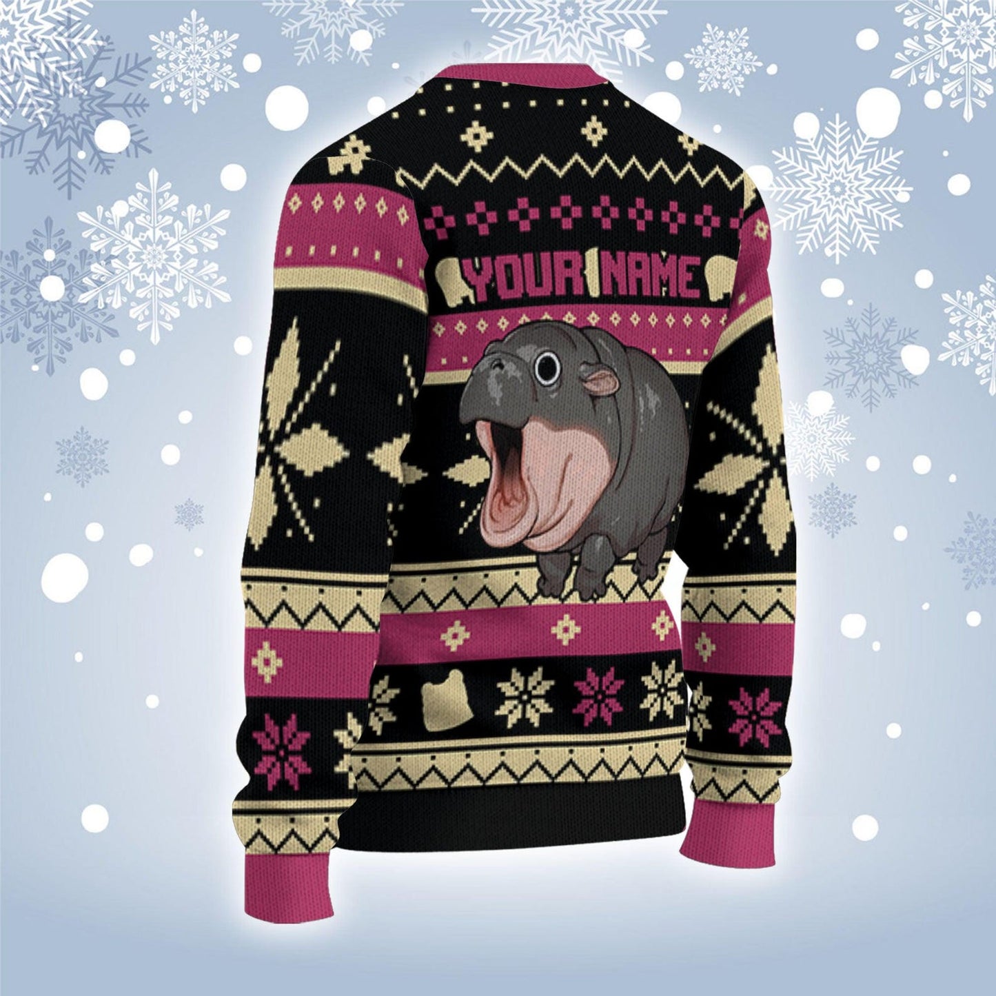 Personalize Christmas Funy Moo Deng Awesome Syle Pink Moo Deng Xmas,funny moo deng Ugly Sweater, Moo deng memes Chrismas Birthday gift - WeCustomit