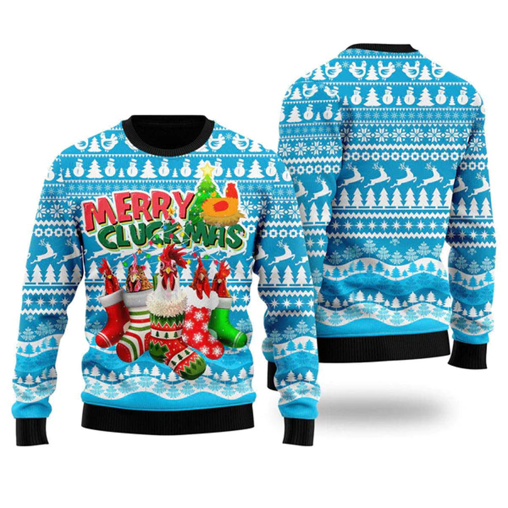 Chickens In Socks Christmas Lights Ugly Christmas Sweater For Men & Women Christmas Gift Sweater US1048 - WeCustomit