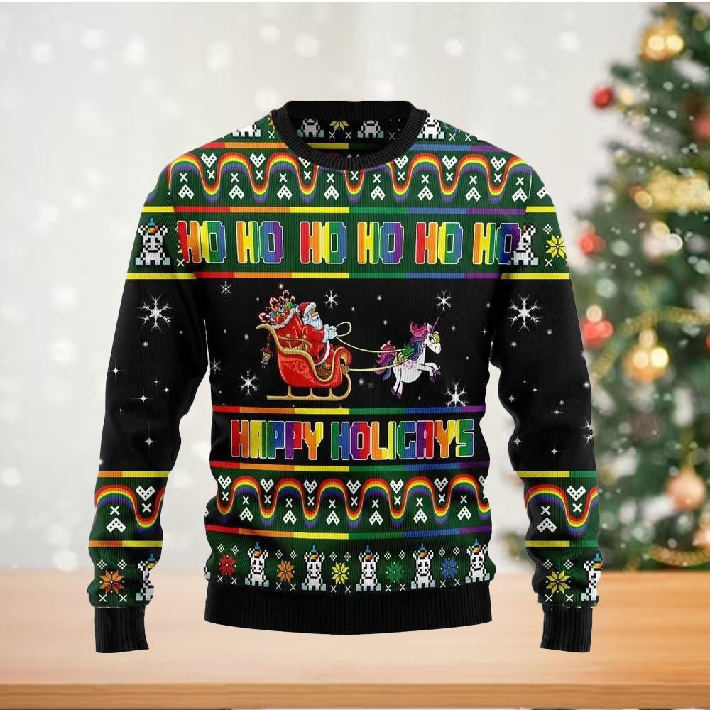 Happy Holigays Ugly Christmas Sweater For Men & Women Christmas Gift Sweater US2735 - WeCustomit