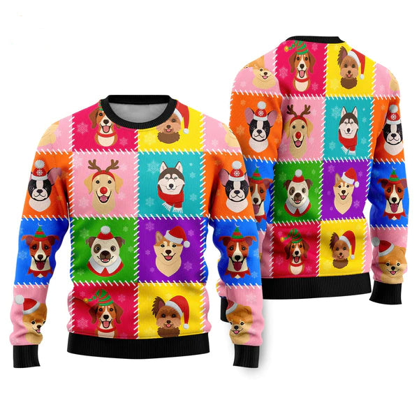 Funny Dog Face Christmas Ugly Christmas Sweater For Men & Women Christmas Gift Sweater US1382 - WeCustomit