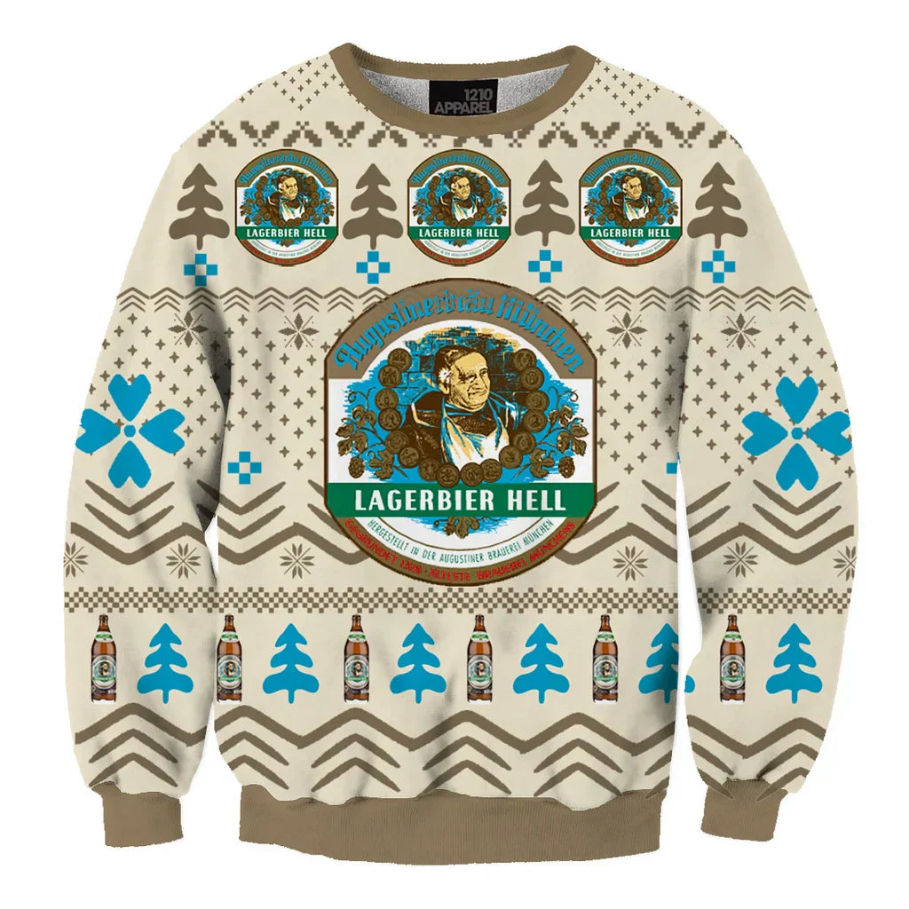 Unisex Vintage Our Beers Augustiner-Bräu 3D Ugly Christmas Sweater For Men & Women Christmas Gift Sweater BH1151 - WeCustomit
