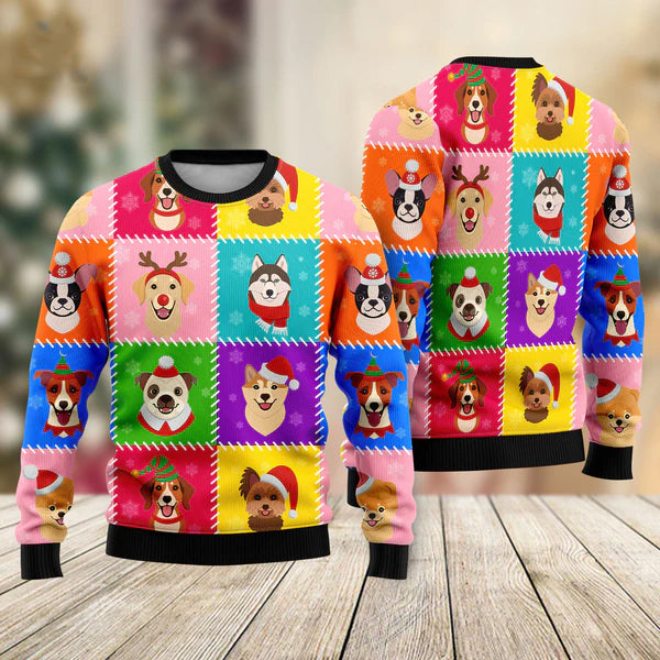 Funny Dog Face Christmas Ugly Christmas Sweater For Men & Women Christmas Gift Sweater US1382 - WeCustomit
