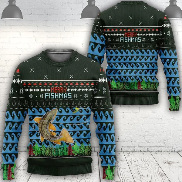 Merry Fishmas Ugly Christmas Sweater For Men & Women Christmas Gift Sweater US1609 - WeCustomit