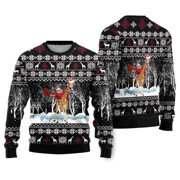 Giraffe And Santa Ugly Christmas Sweater For Men & Women Christmas Gift Sweater US1982 - WeCustomit