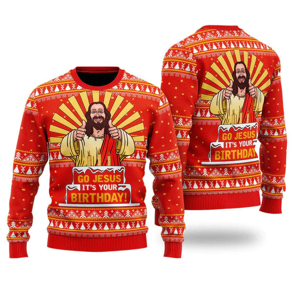 Go Jesus It's Your Birthday Ugly Christmas Sweater For Men & Women Christmas Gift Sweater US2215 - WeCustomit