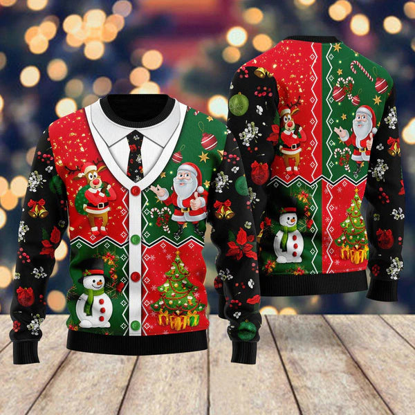 Cardigan Pattern Christmas Ugly Christmas Sweater For Men & Women Christmas Gift Sweater US1072 - WeCustomit