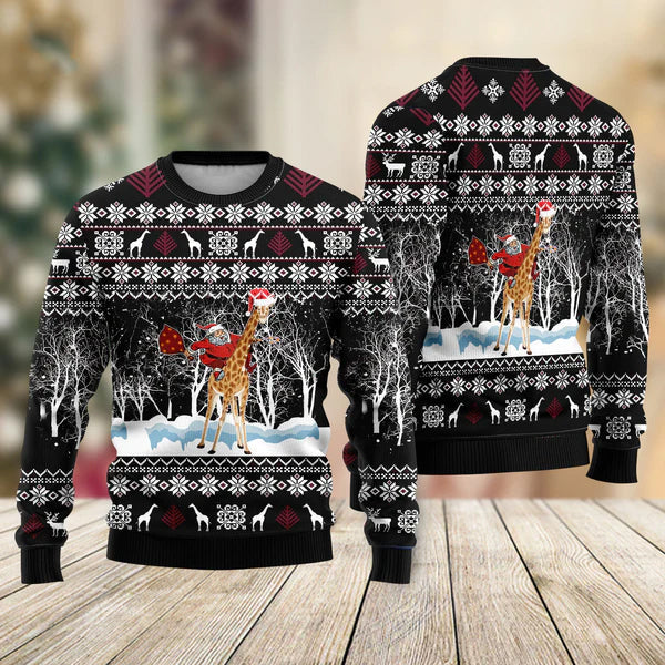 Giraffe And Santa Ugly Christmas Sweater For Men & Women Christmas Gift Sweater US1982 - WeCustomit