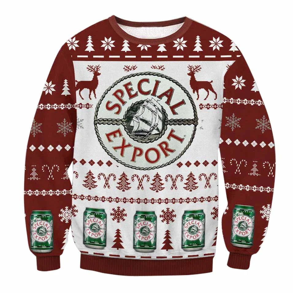 Unisex Special Export Beer 3D Ugly Christmas Sweater For Men & Women Christmas Gift Sweater BH1248 - WeCustomit