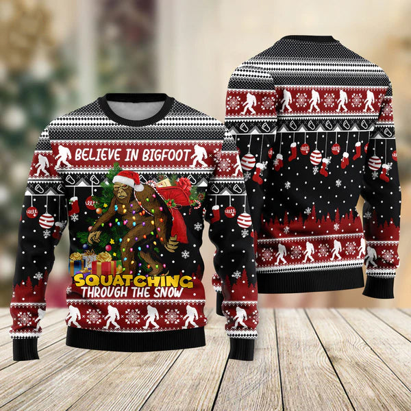 For Bigfoot Lover Ugly Christmas Sweater For Men & Women Christmas Gift Sweater US1985 - WeCustomit