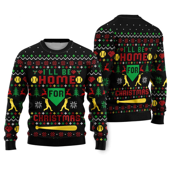 Baseball Home Run Ugly Christmas Sweater For Men & Women Christmas Gift Sweater US2311 - WeCustomit