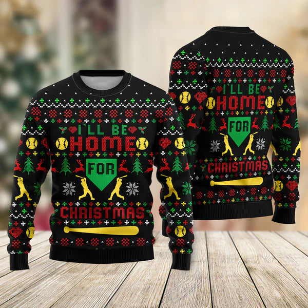 Baseball Home Run Ugly Christmas Sweater For Men & Women Christmas Gift Sweater US2311 - WeCustomit