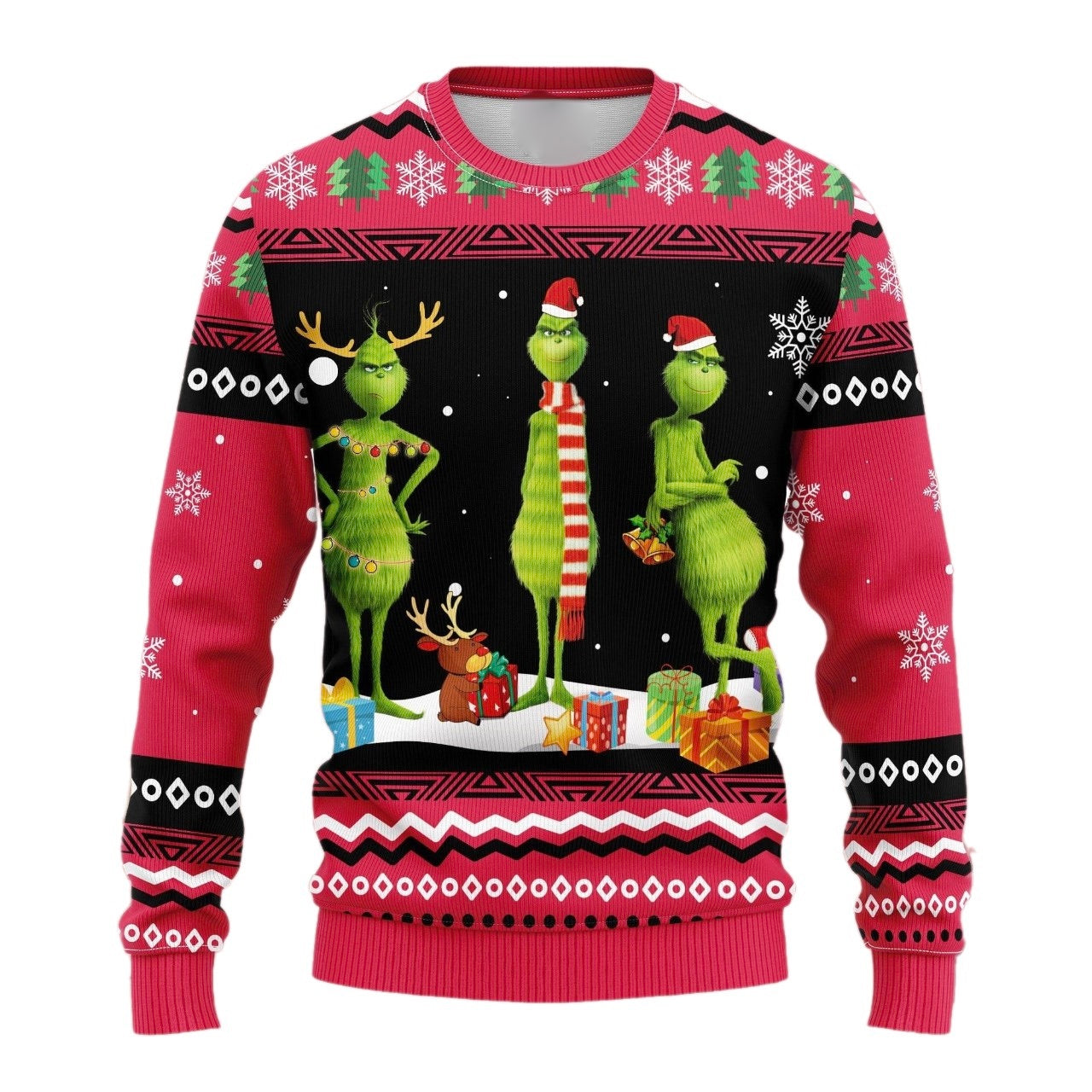Xmas Grinch Cute Face Ugly Christmas Sweater For Men & Women Christmas Gift Thanksgiving Sweater US4326 - WeCustomit
