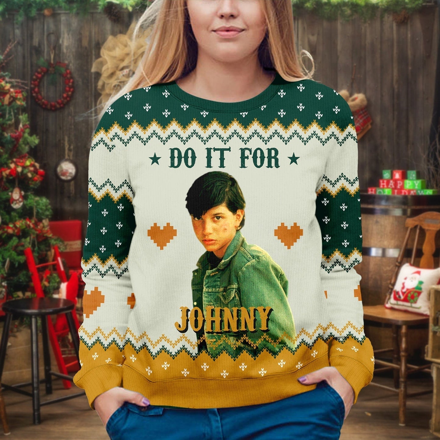 Dallas Winston Do It For Johnny Christmas Ugly Sweater Retro Quote Sweatshirt Vintage Movies TV Show Quote Unisex Adult Crew Neck Sweatshirt - WeCustomit