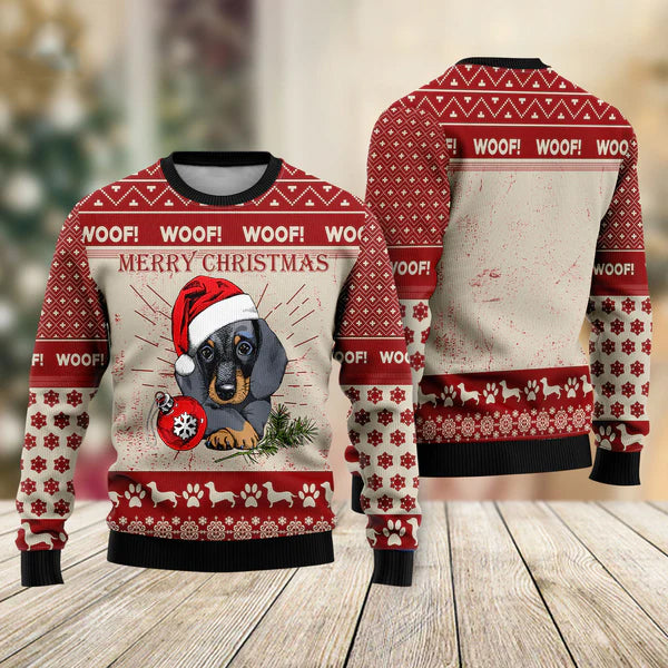 Christmas Dachshund Dog Ugly Christmas Sweater For Men & Women Christmas Gift Sweater US1350 - WeCustomit