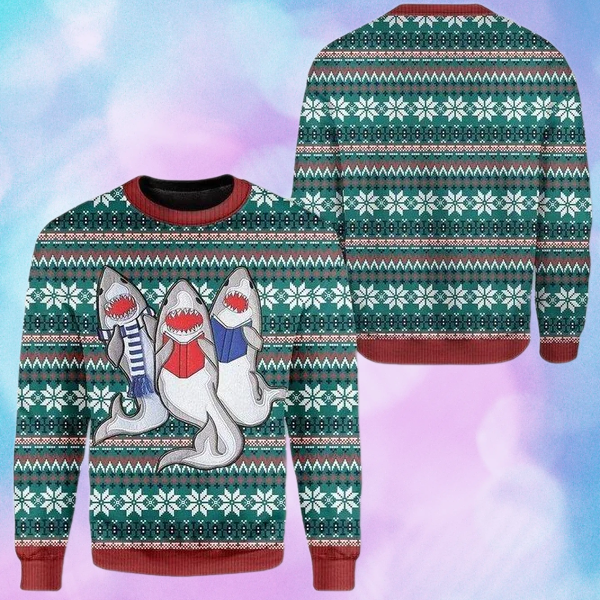 Shark Christmas Holiday Ugly Christmas Sweater For Men & Women Christmas Gift Sweater US1573 - WeCustomit
