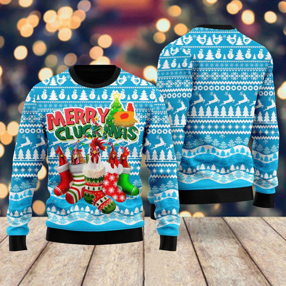 Chickens In Socks Christmas Lights Ugly Christmas Sweater For Men & Women Christmas Gift Sweater US1048 - WeCustomit