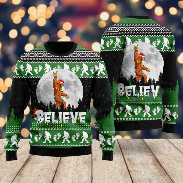 Bigfoot Believe Ugly Christmas Sweater For Men & Women Christmas Gift Sweater US1842 - WeCustomit