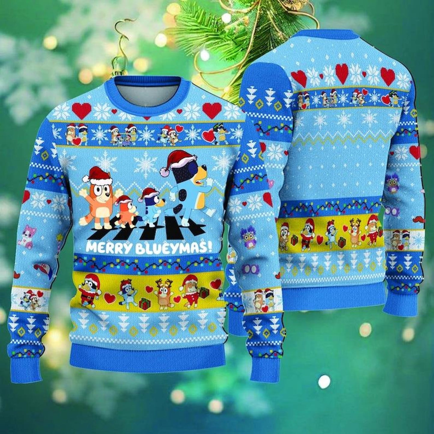 Ugly Christmas Sweater, Blu.e.y Ugly Christmas Sweater, Blue Family Christmas Tree, Christmas Sweatshirt, Family Shirt - WeCustomit