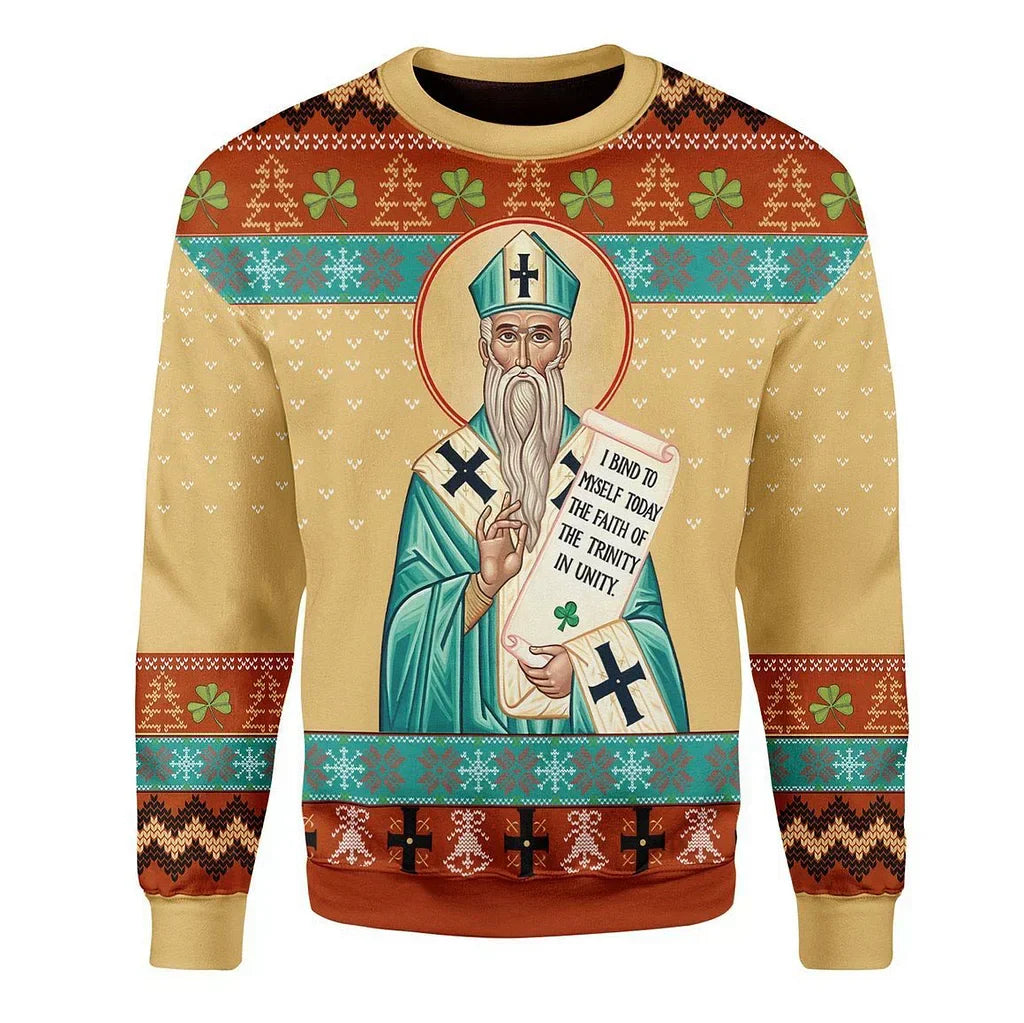 Saint Patrick Ugly Christmas Sweater For Men & Women Christmas Gift Sweater US4182 - WeCustomit