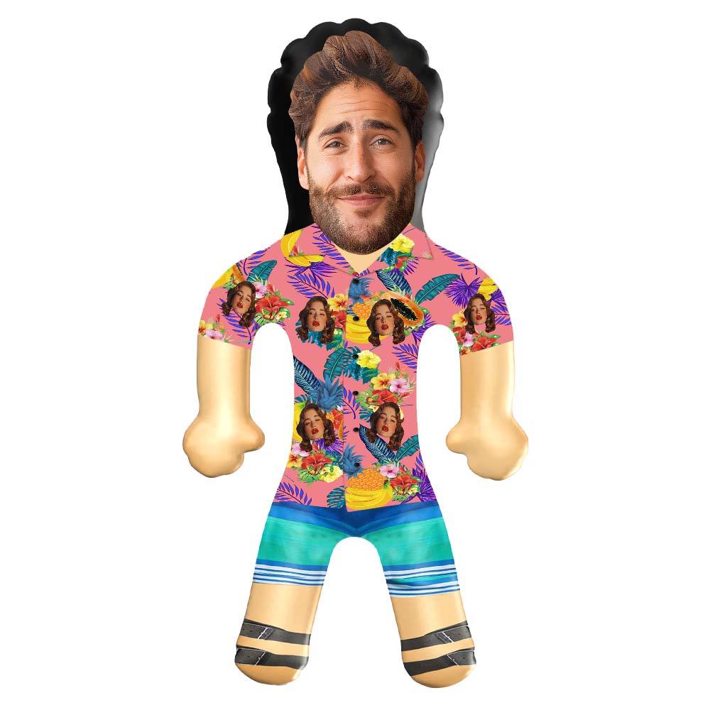 Personalized Blow Up Dolls Hawaiian Shirt Flowers and Fruits Funny Inflatable Man Printed Face for Party Favors