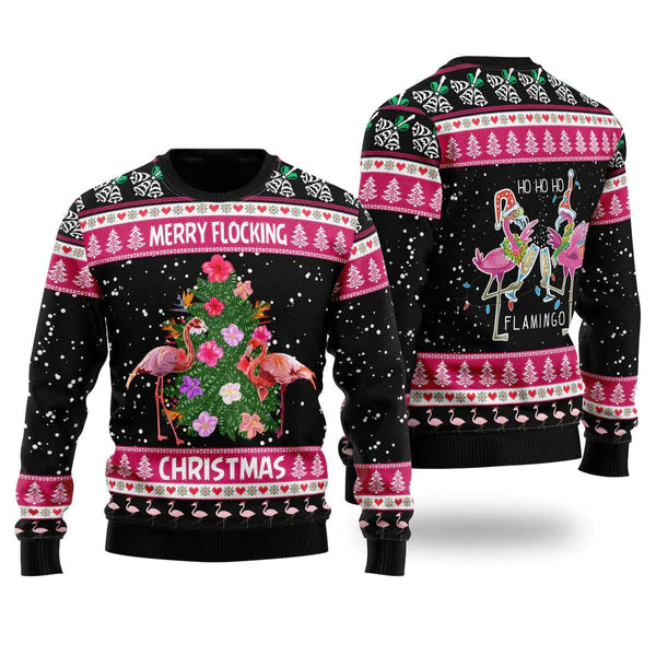 Flamingo Merry Flocking Christmas Ugly Christmas Sweater For Men & Women Christmas Gift Sweater US1389 - WeCustomit