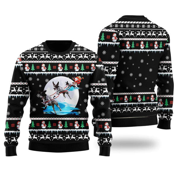 German Shorthaired Pointer Santa On Highway Ugly Christmas Sweater For Men & Women Christmas Gift Sweater US2219 - WeCustomit
