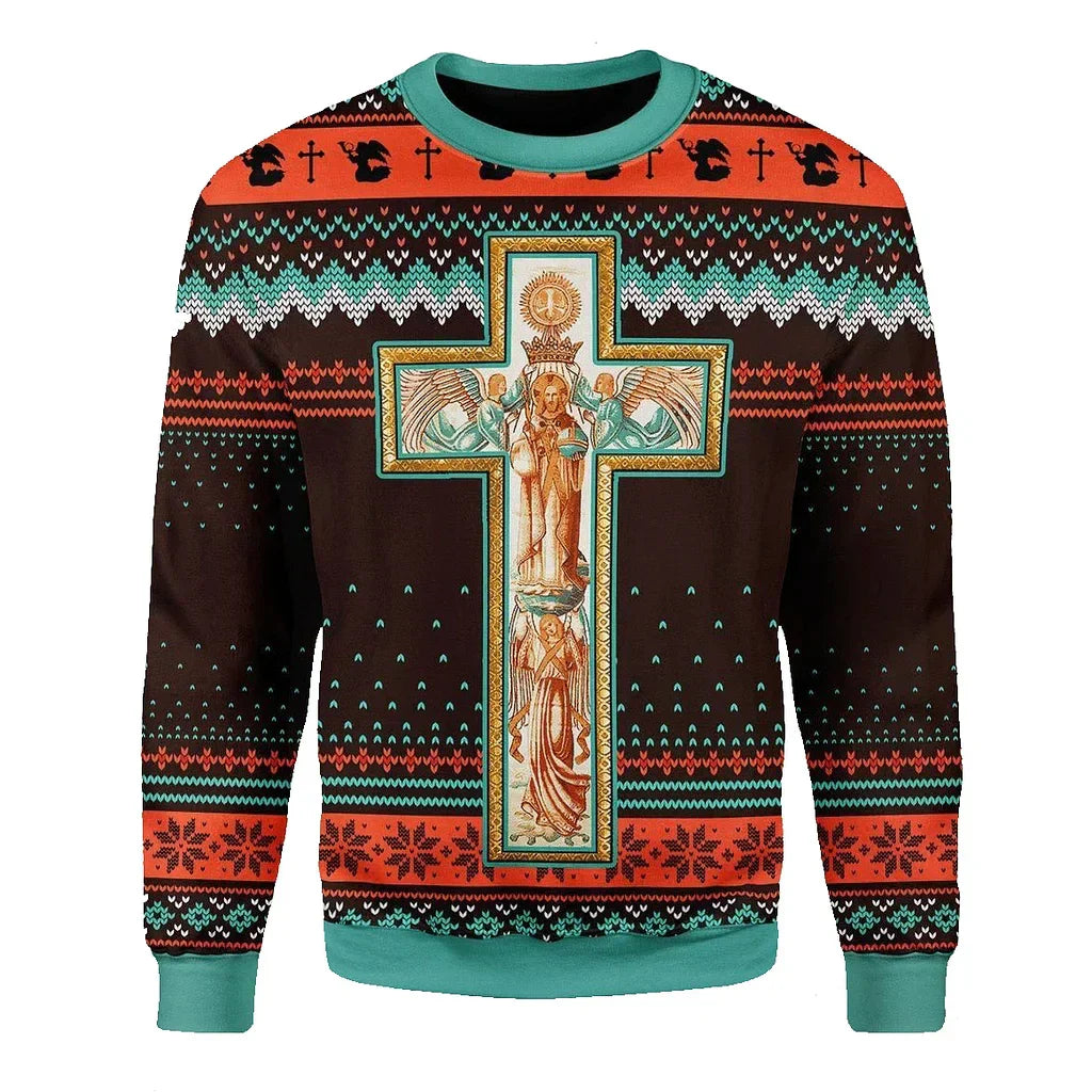 Jesus Cross Ugly Christmas Sweater For Men & Women Christmas Gift Sweater US4189 - WeCustomit