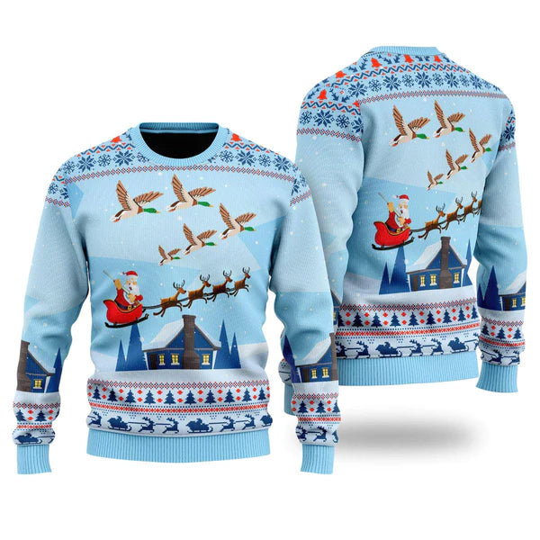 Santa Duck Hunting Ugly Christmas Sweater For Men & Women Christmas Gift Sweater US1989 - WeCustomit