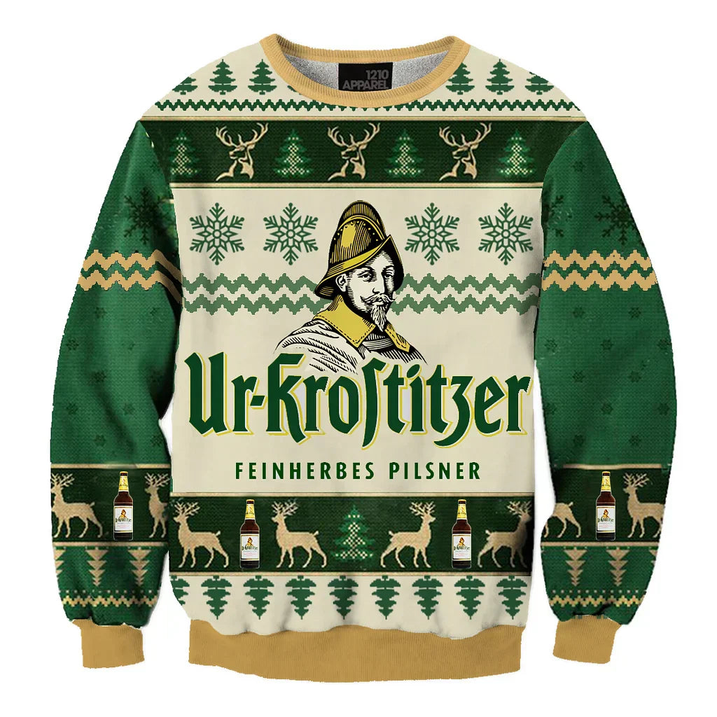 Unisex Ur-Krostitzer Premium Pilsner 3D Ugly Christmas Sweater For Men & Women Christmas Gift Sweater BH1197 - WeCustomit