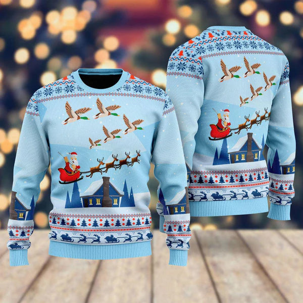 Santa Duck Hunting Ugly Christmas Sweater For Men & Women Christmas Gift Sweater US1989 - WeCustomit