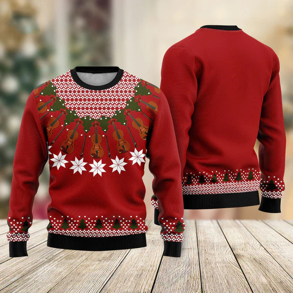 Violin Ugly Christmas Sweater For Men & Women Christmas Gift Sweater US2314 - WeCustomit