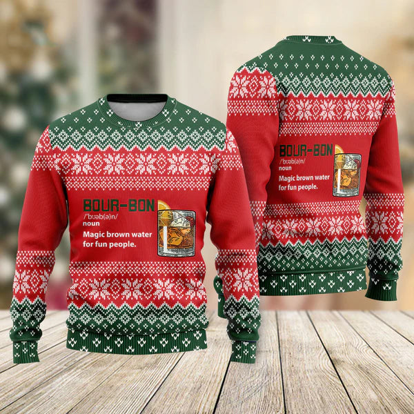 Bourbon Noun Ugly Christmas Sweater For Men & Women Christmas Gift Sweater US1620 - WeCustomit