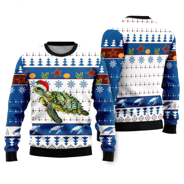 Turtle In Ocean Ugly Christmas Sweater For Men & Women Christmas Gift Sweater US1785 - WeCustomit
