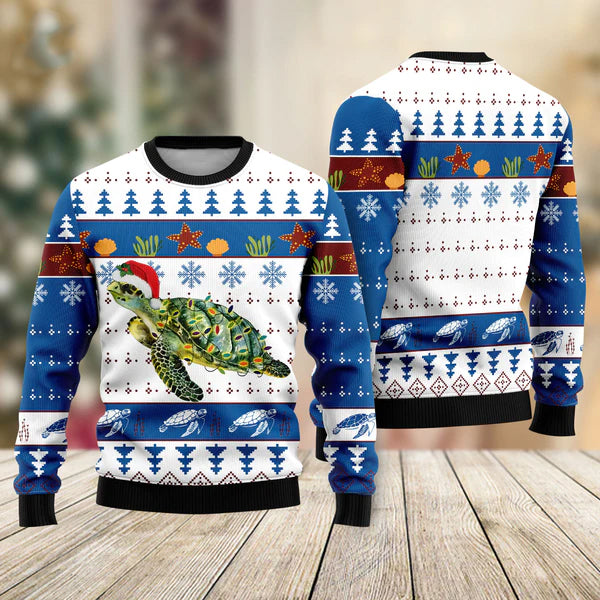 Turtle In Ocean Ugly Christmas Sweater For Men & Women Christmas Gift Sweater US1785 - WeCustomit