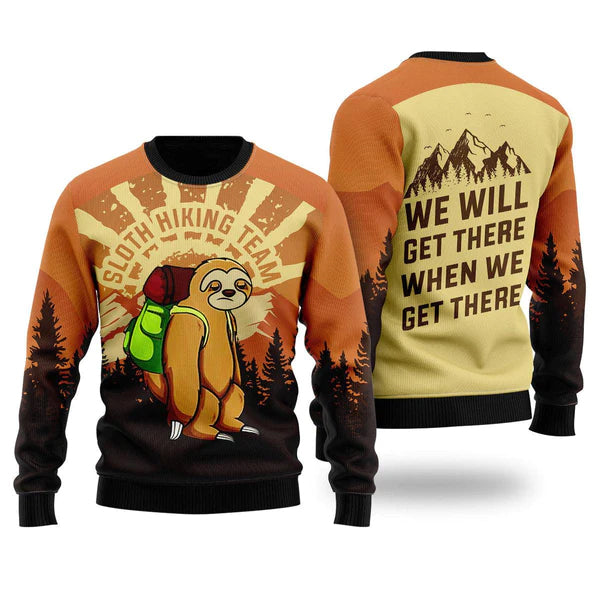 Sloth Hiking Ugly Christmas Sweater For Men & Women Christmas Gift Sweater US2316 - WeCustomit