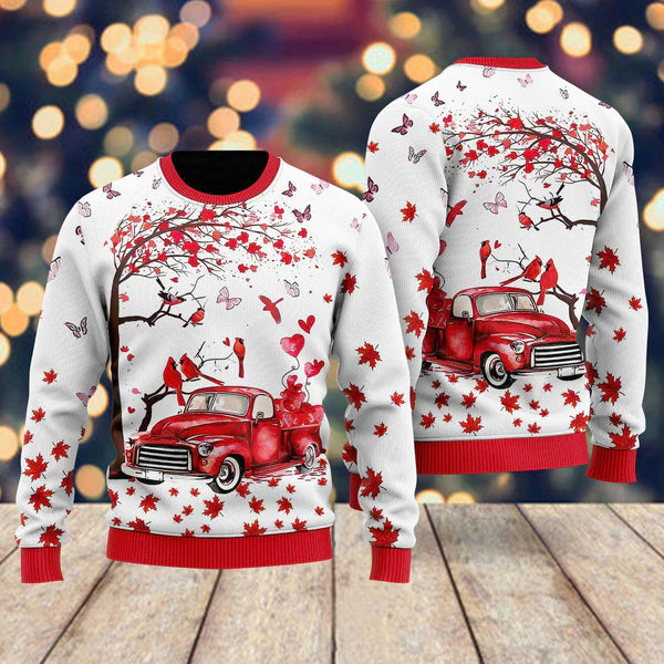 Spring Red Truck Ugly Christmas Sweater For Men & Women Christmas Gift Sweater US1991 - WeCustomit