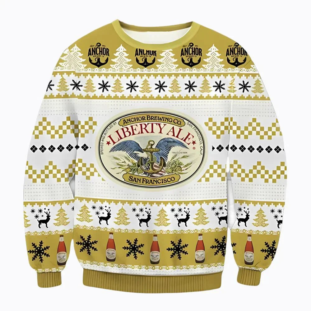 Unisex Anchor Brewing Liberty Ale Beer 3D Ugly Christmas Sweater For Men & Women Christmas Gift Sweater BH1245 - WeCustomit