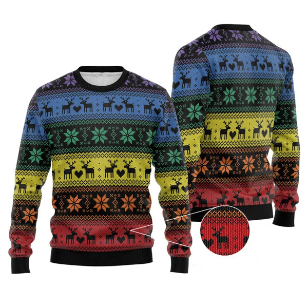 Hobby Rainbow Deer Ugly Christmas Sweater For Men & Women Christmas Gift Sweater US3238 - WeCustomit
