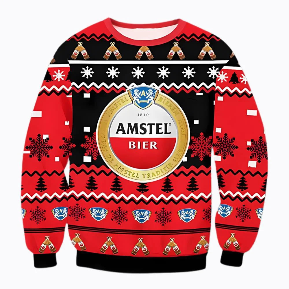 Unisex Amstel Beer 3D Ugly Christmas Sweater For Men & Women Christmas Gift Sweater BH1243 - WeCustomit