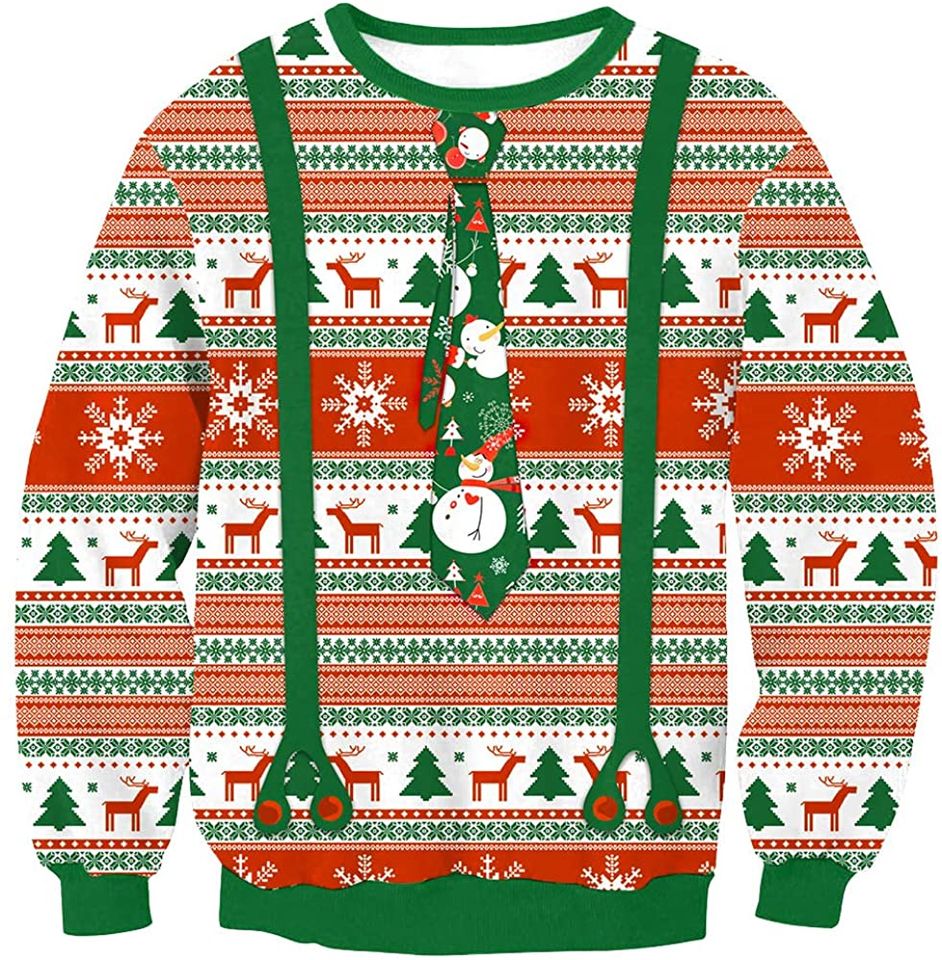 Christmas Tie Cravat Ugly Christmas Sweater For Men & Women Christmas Gift Sweater PT1456 - WeCustomit