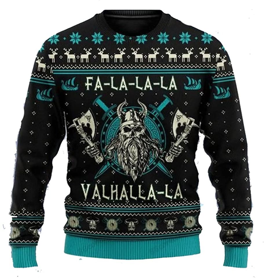 Viking FA La La Teal Ugly Christmas Sweater For Men & Women Christmas Gift Sweater PT896 - WeCustomit